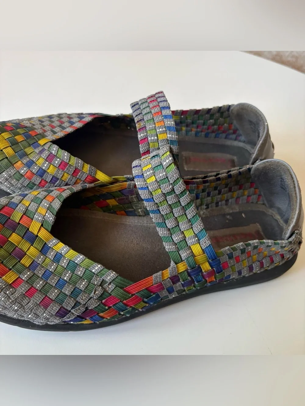 Baretraps Ideena Woven Rainbow Multicolored Mary Jane Flats 7.5 US